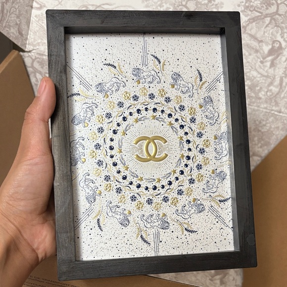 Chanel Logo Black Framed Wall Art with Gold and Blue Accents - Picture 4 of 5